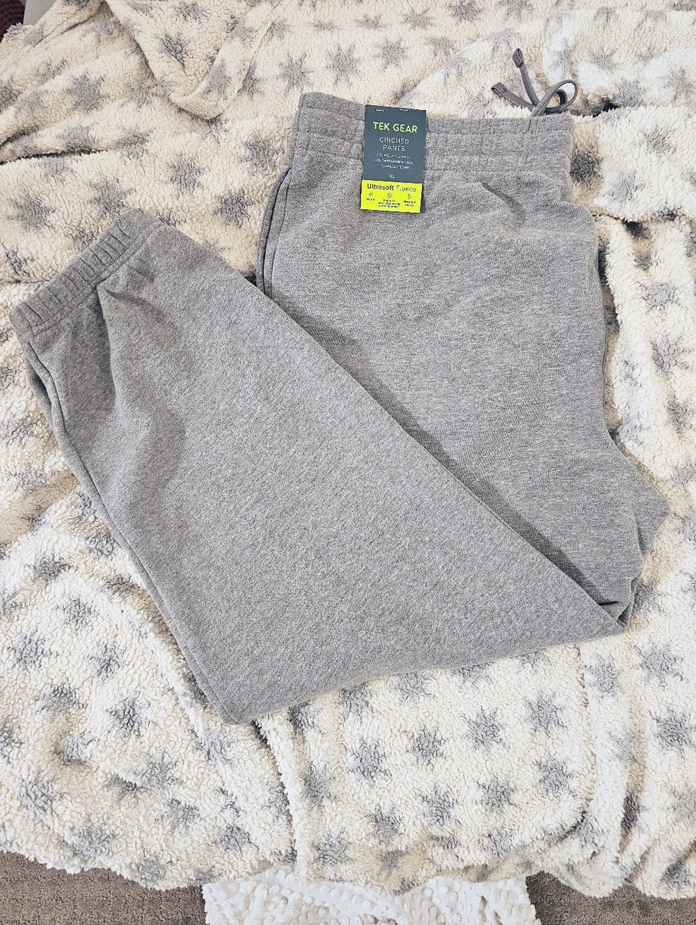 TEK GEAR Light Gray Ultrasoft Fleece Cinched Pants